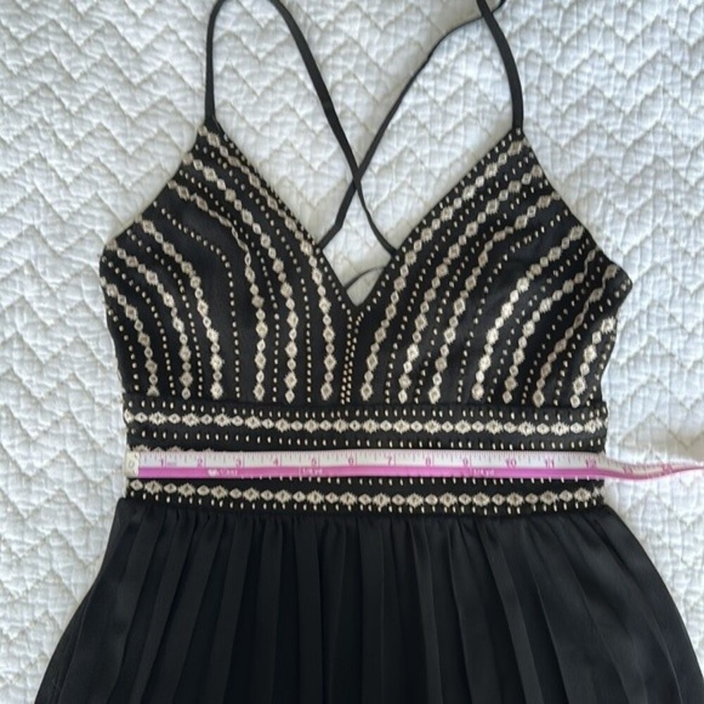Lulus Glamorous Gala Black Embroidered Maxi Dress Pleated Skirt Black Size XS - Picture 7 of 8